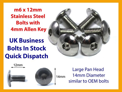 Stainless bolt x 12mm - 6x, m6